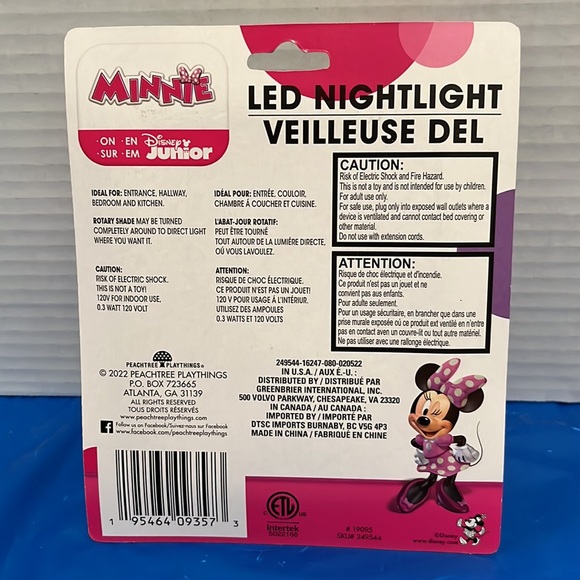 Minnie Mouse Disney Junior Night Light Plug in LED Night Light Lamp Pink… - Picture 2 of 2